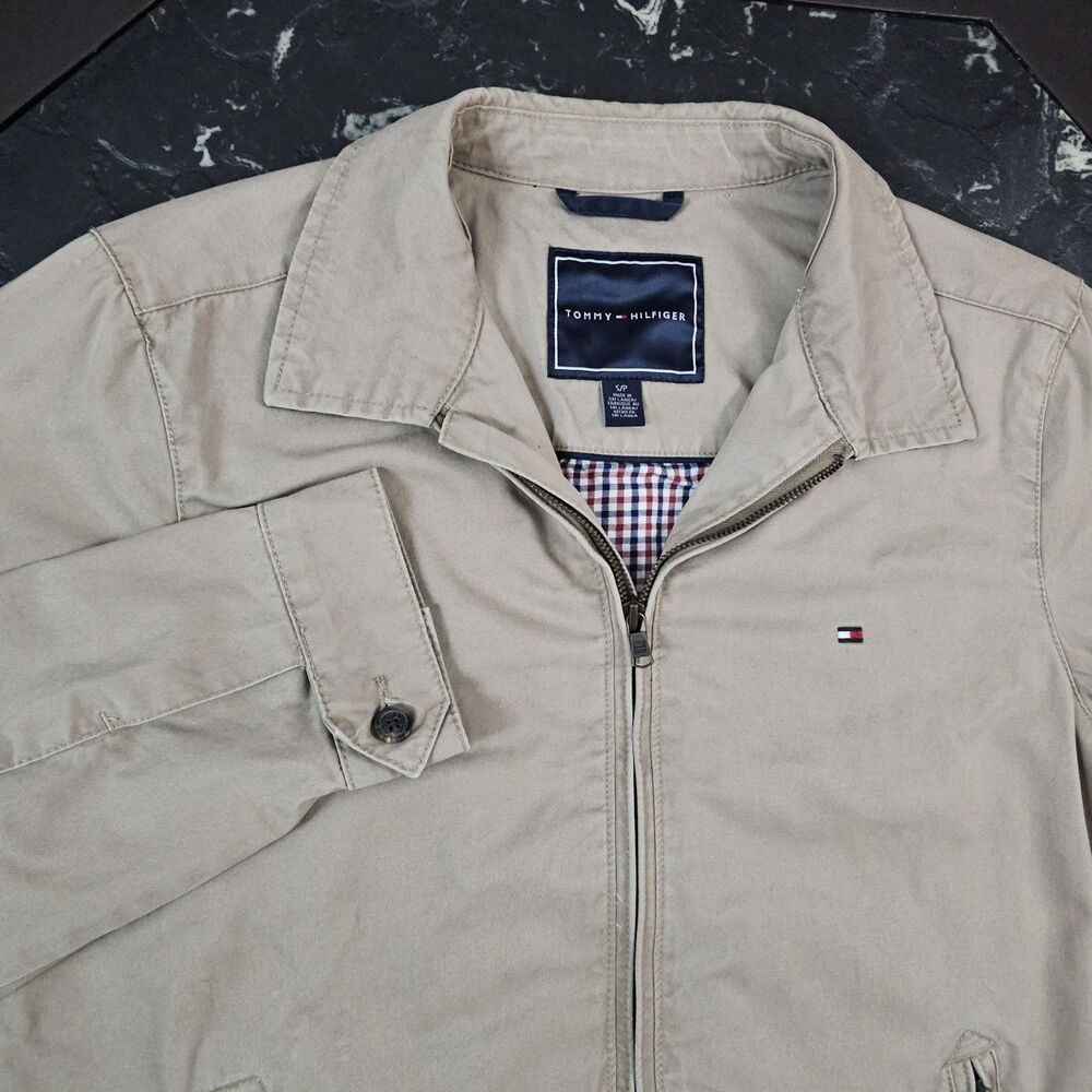 Tommy Hilfiger Harrington Jacket Tan Cotton Full Zip Golf Mens Medium Beige
